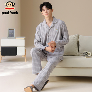 男士 翻领睡衣套装 德绒磨毛休闲风家居服 格子印花开衫 大嘴猴秋冬款