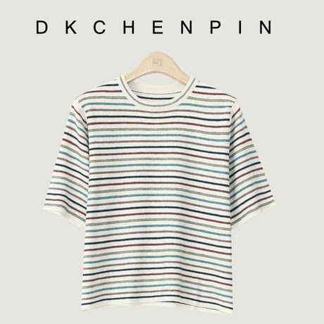 DK-SZHS23113彩虹条纹短袖金丝线