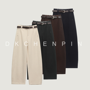 加厚直筒长裤 呈品醋酸羊毛高腰休闲裤 2025秋冬新款 镰刀裤 女时尚