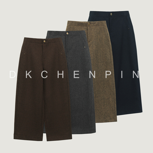 阔腿裤 呈品高定羊毛混纺顺毛立裁工艺毛呢直筒休闲裤 2025秋冬新款