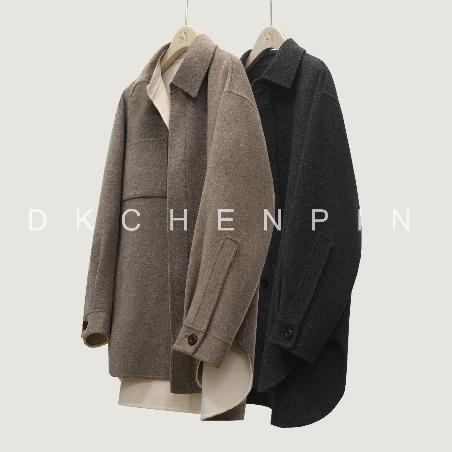 100支羊毛羊绒混纺毛呢大衣