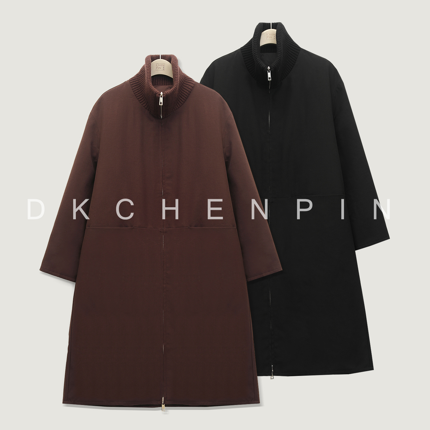 呈品90白鹅绒中空纱正反两面穿羽绒服女冬装时尚立领长款保暖外套