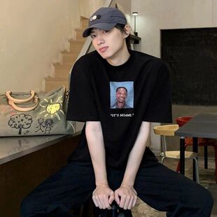 SPACE TRAVIS SCOTT小众潮牌美式夏季纯棉宽松男士情侣短袖T恤