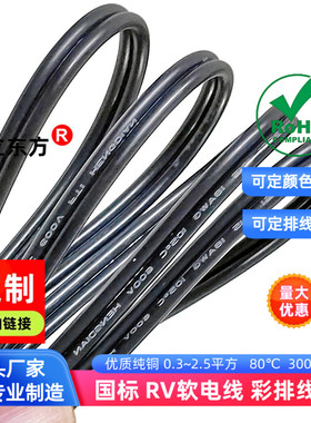 德立东方黑色双并线RV纯铜1.5平方2P排线2.5平方自动化设备电源线