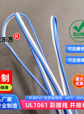 德立东方2P蓝白色排线1061双并线28AWG彩排线26AWG电子线24AWG