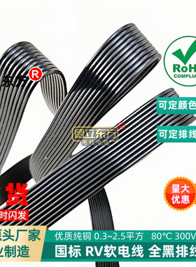 现货闪发 德立东方10P全黑色排线RV纯铜并排线国标纯铜连接线材