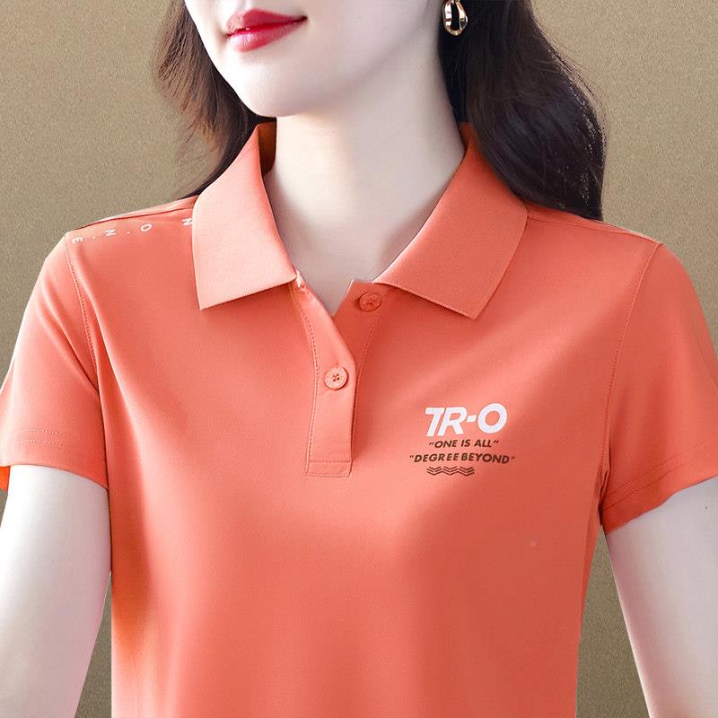韩国冰搭丝短袖t恤女夏2尚026新款时大码洋衣气PTB百polo衫翻领上