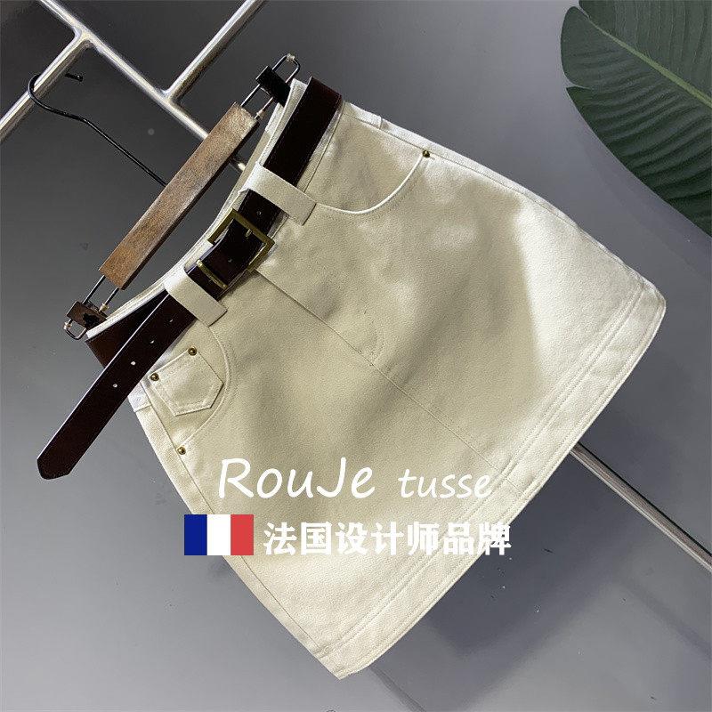 白弹力牛仔色短裙女高腰22秋季5新款0百搭77687334显瘦a字包臀半