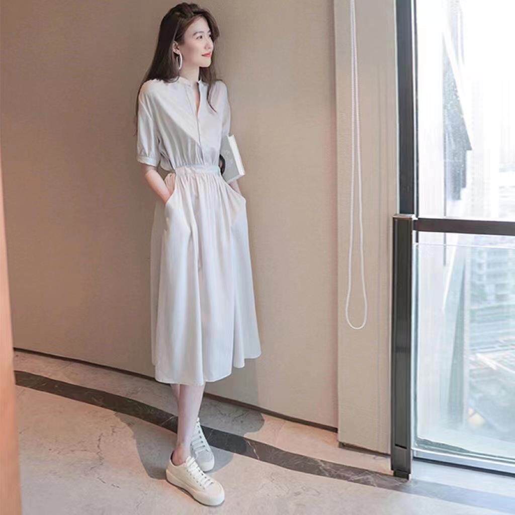 欧洲站2025夏装新款收腰显瘦气质优雅御姐高冷连衣裙职业女神长裙