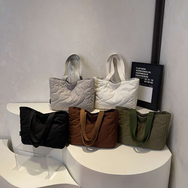 棉服托特包时尚绣线设计百搭通勤韩系简约上班单肩包手拎腋下布包,箱包皮具/热销女包/男包,托特包,淘宝优惠券,粉丝福利购,淘宝优惠卷