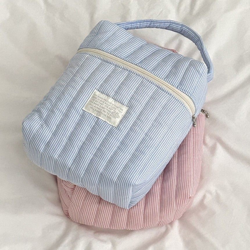 ins新款 条纹化妆包手提外出大容量条纹手提收纳包洗漱化妆品口红,收纳整理,化妆箱/盒,淘宝优惠券,粉丝福利购,淘宝优惠卷