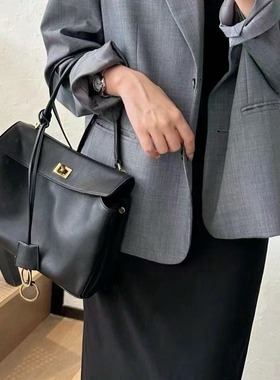 新款Rodeo单肩腋下手提托特包真皮凯利慵懒风大容量女包休闲翻盖