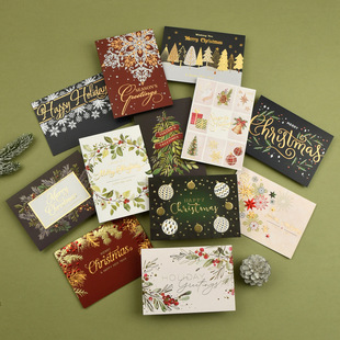 高档烫金圣诞节贺卡商务圣诞节平安夜感恩节礼物贺卡感谢留言卡片
