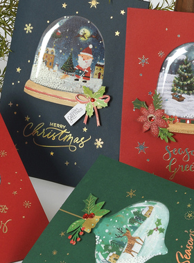 圣诞节贺卡创意立体小雪花圣诞贺卡保利龙雪花圣诞感恩卡片祝福卡