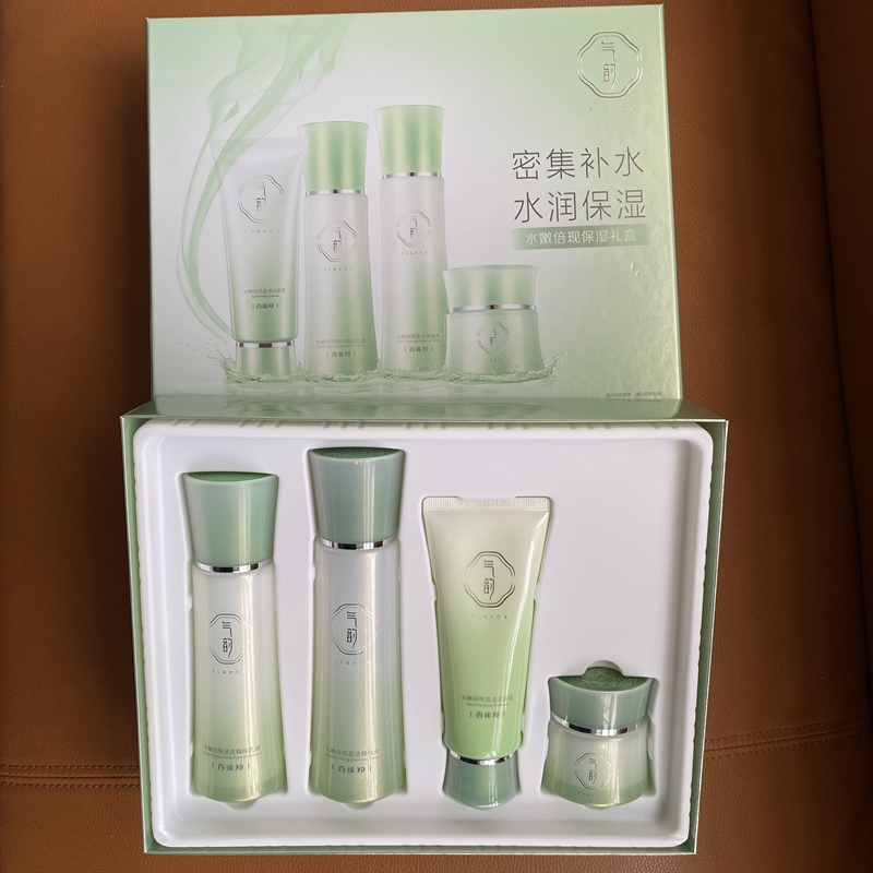 百雀羚气韵水嫩倍现精纯四件水乳套装保湿乳液面霜洁面乳实体同款