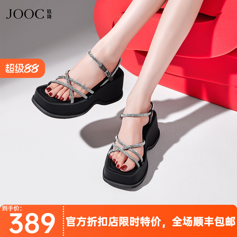 JOOC玖诗时尚增高凉鞋女款新款厚底百搭凉鞋细带休闲女鞋7470