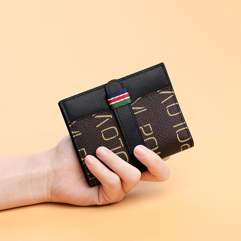 Williampolo欧式短款零钱包女字母印花皮夹轻薄多功能潮款