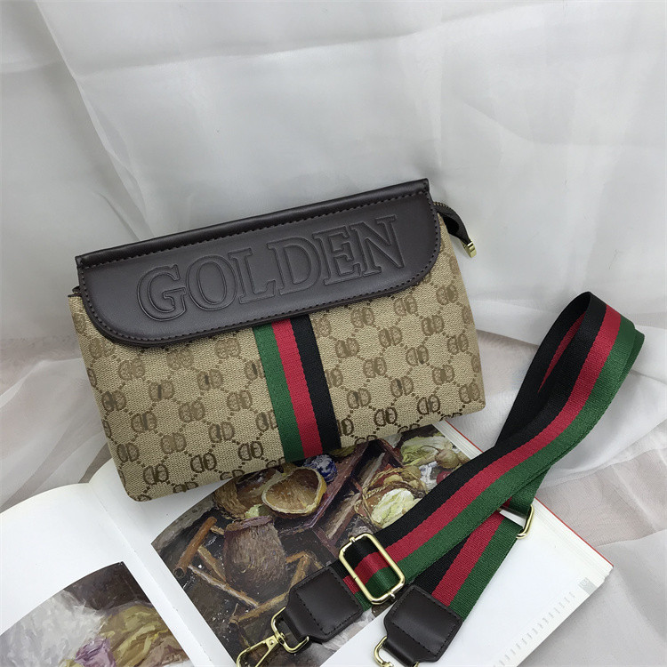 香港代购真皮单肩斜挎包高级质感小众春夏包包2024新款宽肩带女包