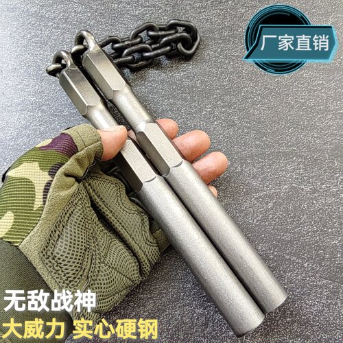 实战加重双节棍便携车载纯钢防身