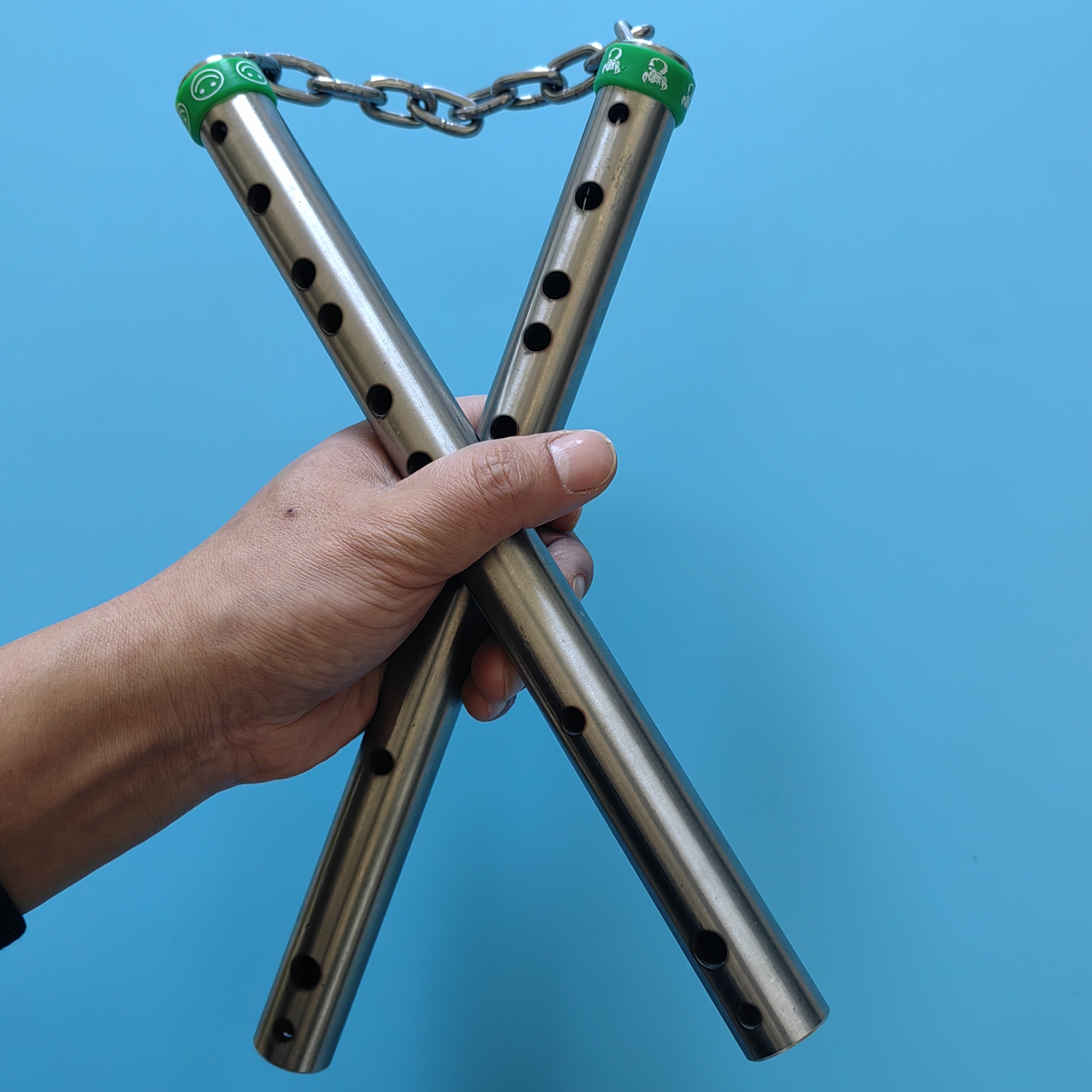 成人不锈钢两节棍双截棍笛子重棍