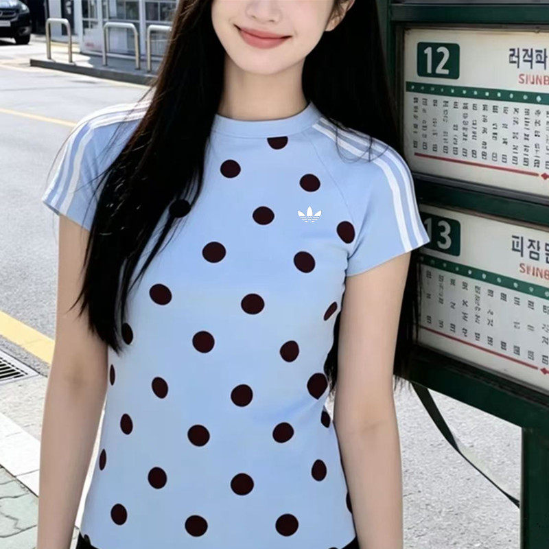奥莱折扣｜小红书推荐｜夏季T恤女半袖波点短袖休闲宽松条纹上衣