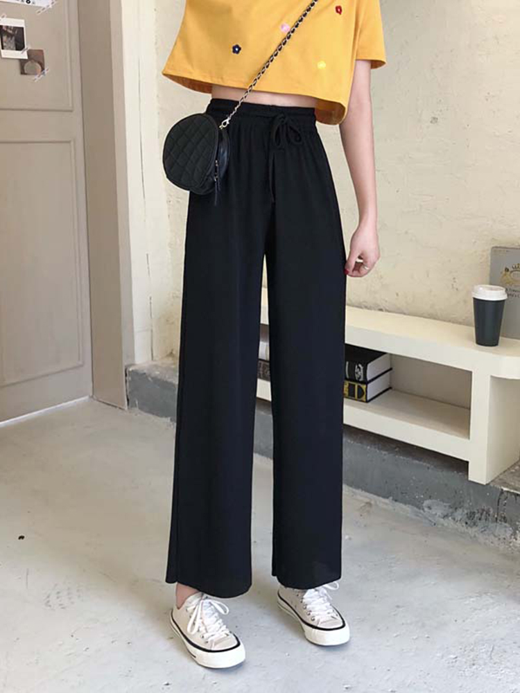 Spring Korean version new large size high waist thin versatile wide leg pants drop feeling women's casual pants