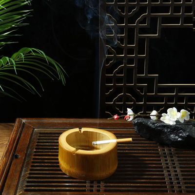天然竹木防摔防风烟灰缸