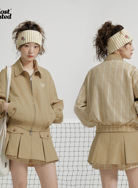 【双面穿】mostwantedlab格纹双面穿哈灵顿夹克外套男女上衣秋款