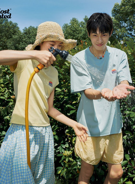 mostwantedlab彩虹logo基础圆领凉感短袖夏季新品宽松潮牌百搭T恤