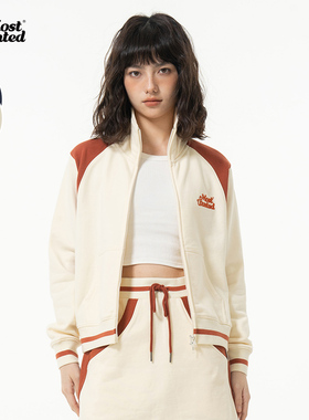 Mostwantedlab刺绣拼色运动卫衣男春秋立领短款夹克MWL-2312038