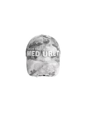 Med uret  水洗破坏字母刺绣做旧百搭迷彩鸭舌弯檐帽