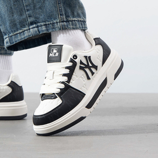 新款正品MLB时尚拼接老花百搭厚底低帮男女情侣运动休闲板鞋ASXD