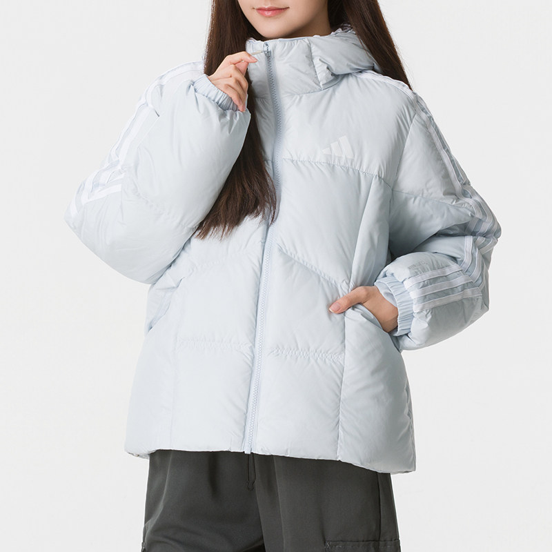 阿迪达斯三条纹保暖女羽绒服