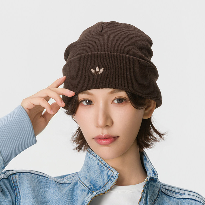 阿迪达斯三叶草保暖男女绒线帽