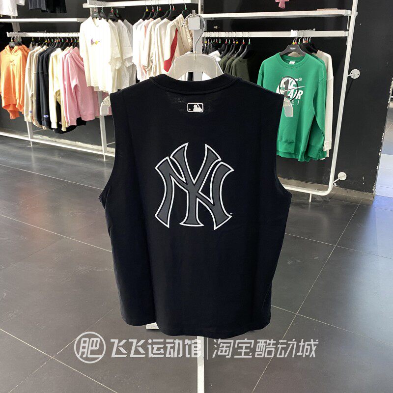 2023夏正品新款MLB简约百搭NY男女休闲砍袖无袖T恤背心3ATKB0233_虎窝淘