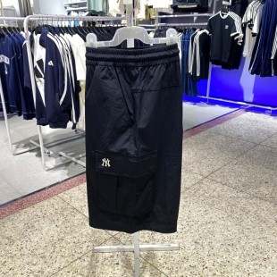 正品新款MLB简约百搭透气速干纯色男女情侣运动休闲工装梭织短裤