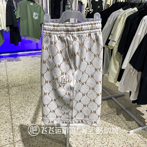 正品MLB老花满花男女针织短裤