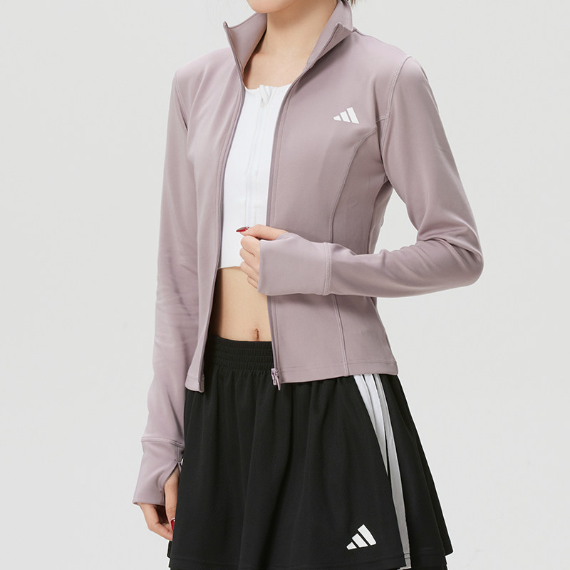 阿迪达斯女修身速干半高领夹克