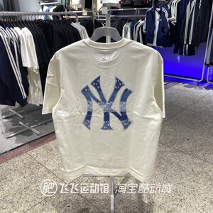 正品MLB大标圆领休闲短袖T恤