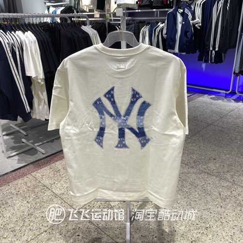 正品MLB大标圆领休闲短袖T恤