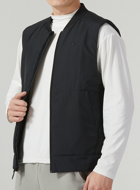 冬正品Nike耐克简约刺绣logo保暖纯色男运动休闲棉马甲FB7554-010