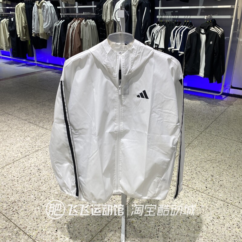 新款正品ADIDAS阿迪达斯三条纹男连帽运动休闲梭织夹克外套JF3682图片