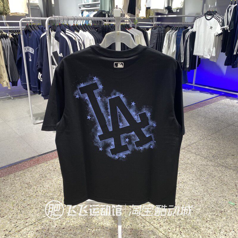 正品新款MLB透气图案大标LOGO圆领时尚男女情侣运动休闲短袖T恤