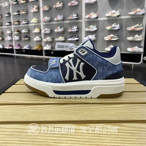 正品MLB拼接百搭厚底型格NY复古男女高帮运动休闲板鞋3ASXCHL4N