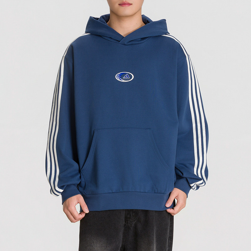 Adidas男连帽卫衣三条杠宽松