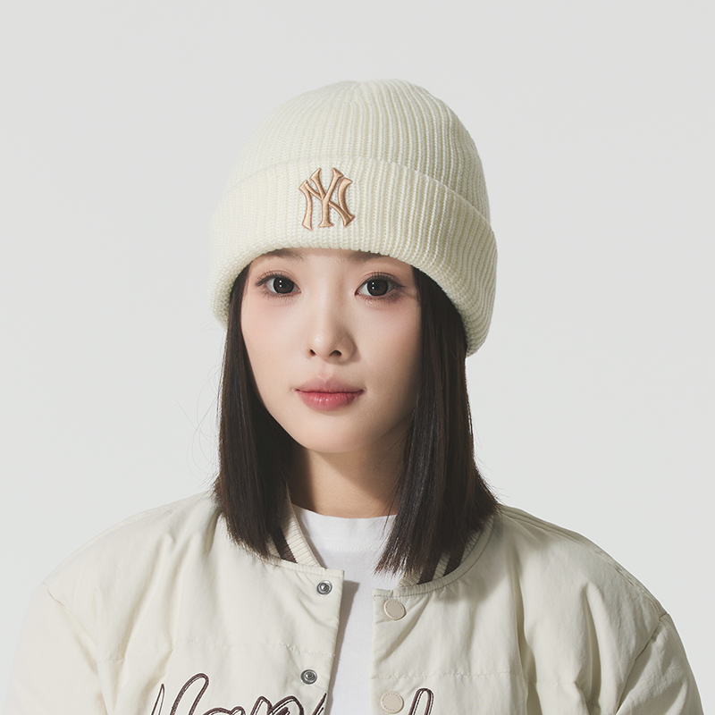 正品MLB刺绣LOGO绒线帽毛线帽