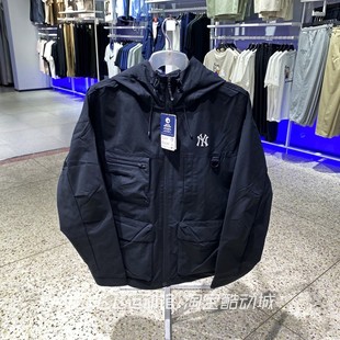 正品新款MLB防风户外撞色拼接男女梭织连帽运动休闲夹克外套AWJB