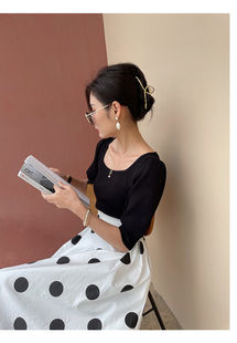 气质通勤女装轻熟御姐赫本风波点连衣裙子夏天高级感两件套装港味