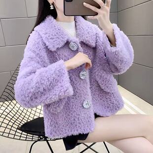 2025秋冬新款仿羊羔毛绒皮草外套女小个子羊剪绒皮毛一体百搭上衣