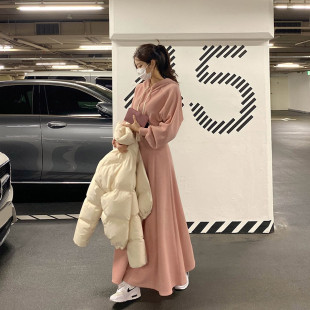 休闲运动套装2024年秋冬新款女连帽卫衣高腰Aa字半身裙时尚两件套